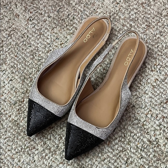 Aldo Shoes - ALDO Women's Elegant Black and Silver Rinestone Flats